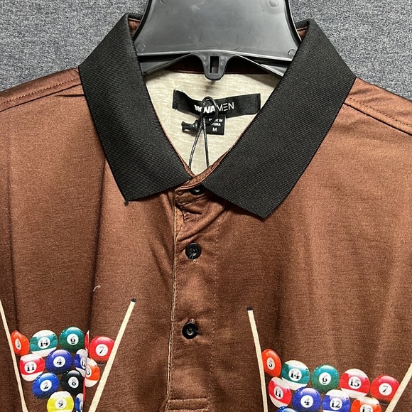 💥3/$15💥NWT - Fashion Nova Men Cue Club Short Sleeve Polo, Brown - Medium - Picture 9 of 13